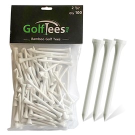 Bamboo Golf Tees 2 3/4 Inch - Friendly & Biodegradable Material - More Durable Than Standard Wood Tees - 100 Pack (White)