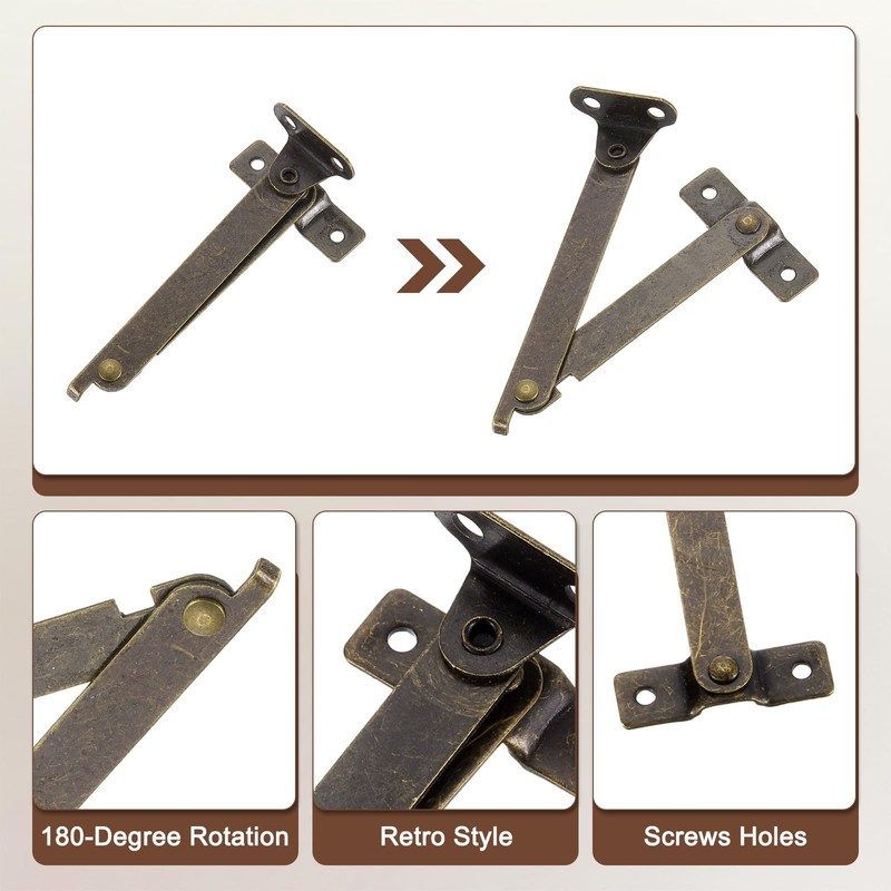 sourcing map 2Pcs 3.4" Folding Lid Support Hinges, Lift Up