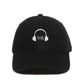 Tech Design Headphones Baseball Cap Embroidered Cotton Adjustable Dad Hat Black