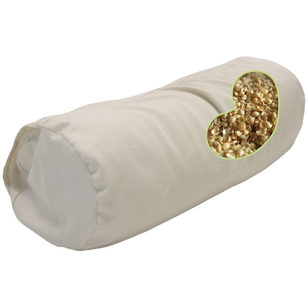 Bean Products WheatDreamz Neck Roll Pillow + Natural Case - 100% Organic Cotton - Filled with Organic Millet - 6" x 16"+case