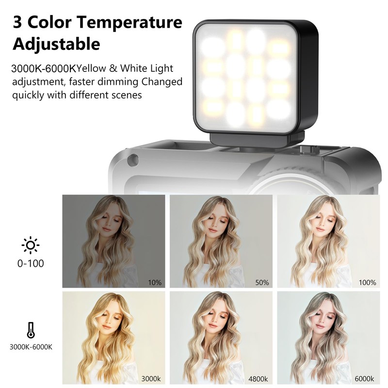Generic Magnetic LED Video Light, Portable Photography Fill Lighting, 3000