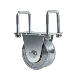 Heavy Duty 4" V-Groove Slide Gate Wheel Kit,3000lbs Capacity, Dual Bearing Bolted External Mount Bracket Cradle Solid Steel for Inverted V-Shape Sliding Rolling Track Gates (1 Pack)