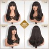 FESHFEN Long Wigs with Bangs, Synthetic Natural Looking Layered Straight