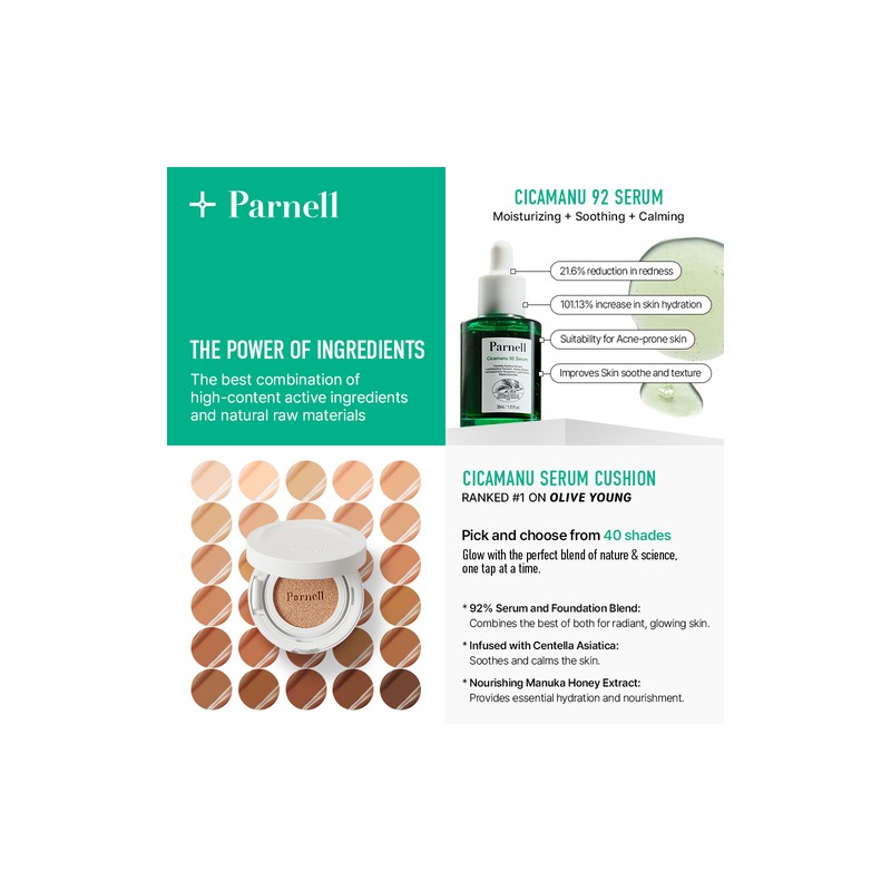 PARNELL [PARNELL]*new* Cicamanu Serum Cushion (40 colors)