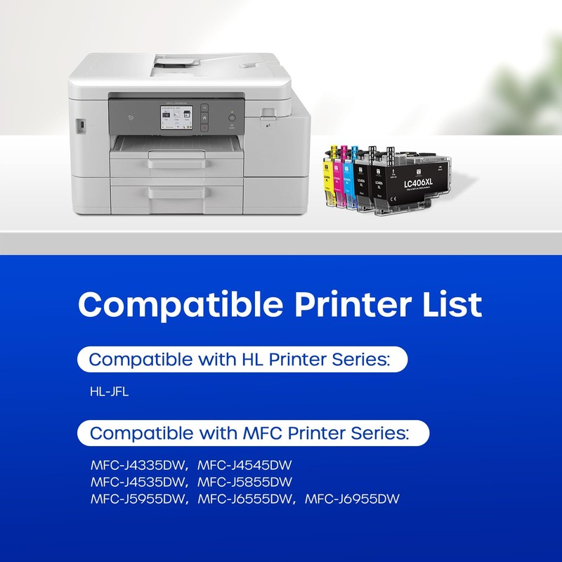 LC406XL Ink Cartridges for Brother Printer Replacement for LC406 XL,