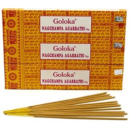 Goloka Nag Champa Agarbathi incense sticks 16 g Yellow Nagchampa pack of 1, 3, 6, 12