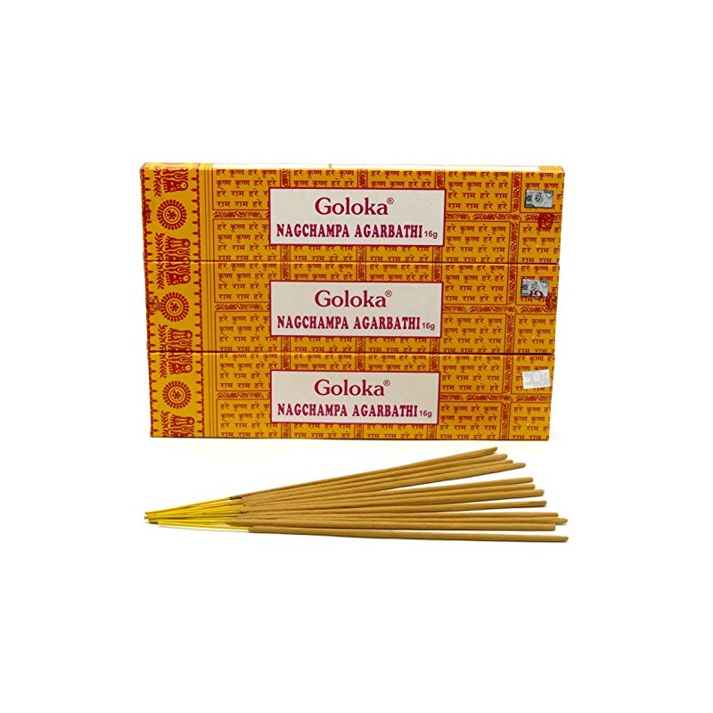Goloka Nag Champa Agarbathi incense sticks 16 g Yellow Nagchampa