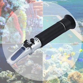 AUTOUTLET Salinity Refractometer,Automatic Temperature Compensation Salt Water Tester Hydrometer 0-100ppt & 1.000-1.070 Specific Gravity ATC Refractometer for Sea Water Aquarium Tank, Marine Industry