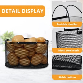 Xbopetda Potato Storage Potato Bin, Metal Potato Basket with Handle, Potato Container Storage Onion Storage, Vegetable Storage Produce Basket for Kitchen Pantry Organization and Storage - Black