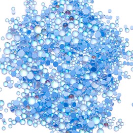 XIULI Mermaid Rhinestone Matte Candy Colorful Rhinestones Mix Beads Nail Decoration for Nail Art DIY Mixed Size 1440 Pieces (Blue)