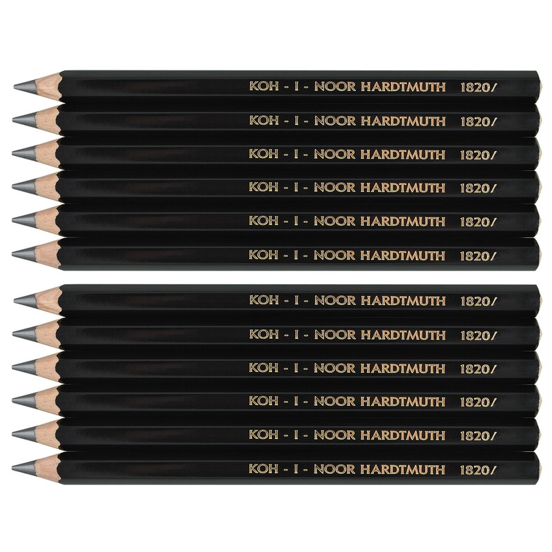 Koh-i-noor Jumbo - 12 Thick Graphite Pencils. 6B. 1820