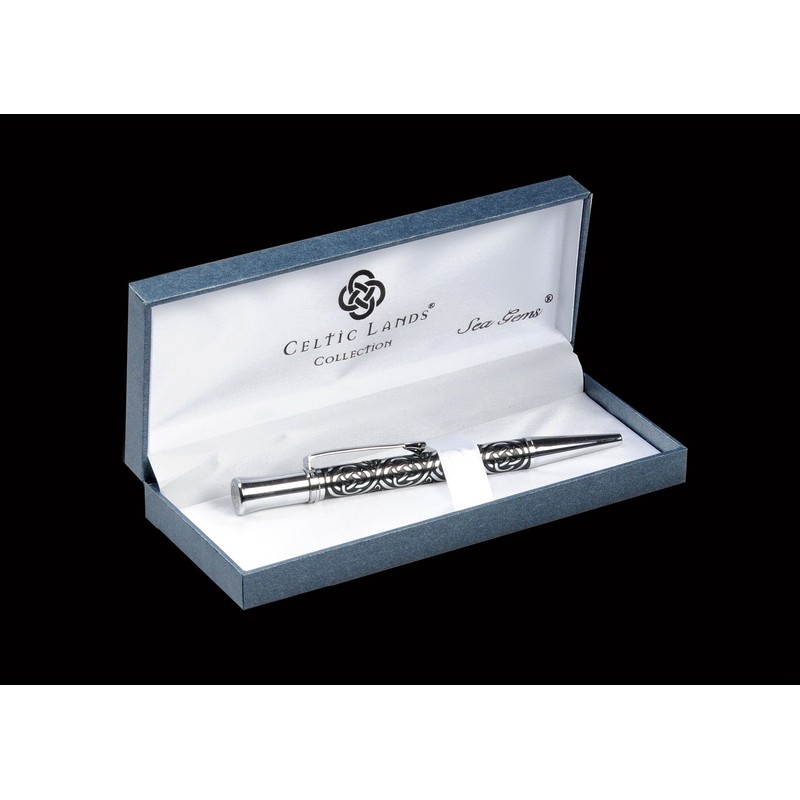 Pen in a Celtic Trinity Knot Etched Design in Black