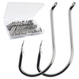 Octopus Fishing Hooks-120pcs Sport Circle Hooks Octopus Beak Offset Fishing Hooks Black High Carbon Steel Fishing Jig Hooks Barbed Fishhook for Saltwater Bass Trout Size8#-9/0