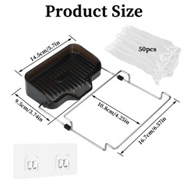 Modixun Kitchen Sink Strainer with Self-Draining Sponge Holder, Stainless Steel Corner Sink Strainer Basket with 50pcs Sink Filter Mesh Bag, Foldable Sink Food Catcher, Black