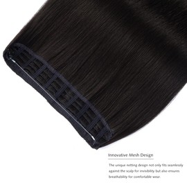 Yamel Invisible Wire Hair Extensions 16 Inch Brown Long Silky Straight Synthetic Hairpieces Secret Hair Extensions for Women