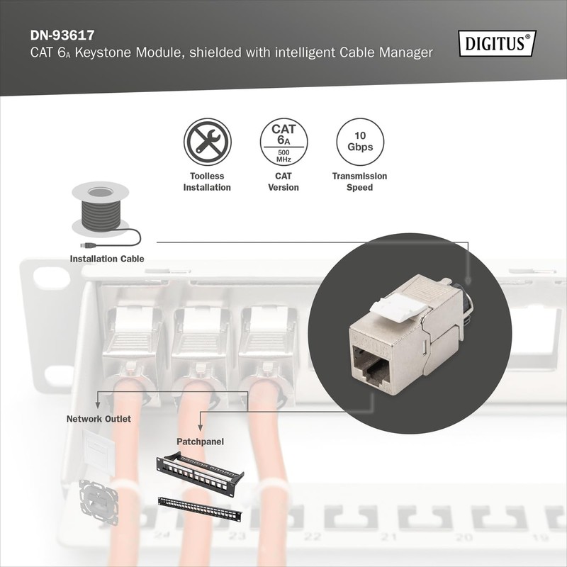 DIGITUS Keystone Module Cat-6A Shielded - Pack of 1 -
