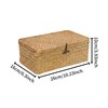 FEIALNDUO Wicker Shelf Baskets with Lid,Seagrass Storage Basket Bins Rectangular