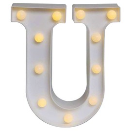 Sunnyglade White Marquee LED Alphabet Lights Arabic Numerals Lights for Party Home Bar Wedding Decor, Alphabet Wall Decoration (U)