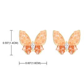 QUKE Butterfly Shape Stud Earrings Pierced Gold Stud Earrings for Women Girls, Zinc