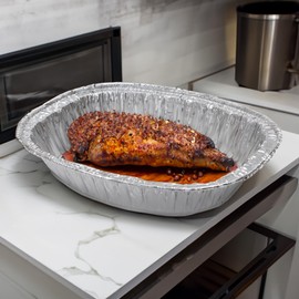 Dynamic Heavy Duty Aluminum Oval Roaster Pan – (Pack of 24)- Tray Size 17.7" x 14.4" x 3.3" – For Roasting, Compact, Oven Safe, Durable, and Easy Cleanup
