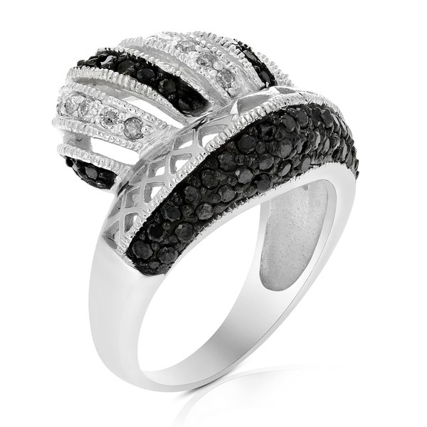 Vir Jewels 1.10 cttw Black and White Diamond Ring .925