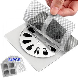24pcs Disposable Shower Drain Cover 4"x4" Mesh Stickers, Anti-Clog Filter, Suitable for Bathroom, Laundry, Bathtub, Kitchen, and Sink