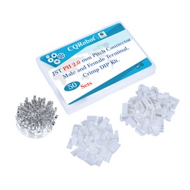 CQRobot JST PH 2.0 mm Pitch 6-Pin Electronic Computer Connector IC Male Plugs, Female Sockets Housing and T-Shaped Crimp Terminal Kit. 50 Sets/400 Pieces Wire-to-Board Adapter Cable Assembly.