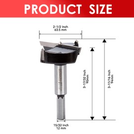 Mollom 2-1/2" (63.5mm) Forstner Drill Bit for Precise Woodworking with Durable YG8 Carbide Thickness of 2.0mm,This Hinge Cutter Tool is Ideal for Hard Wood, Plastic, Plywood
