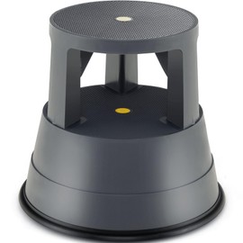 MAT EXPERT Rolling Step Stool, Round Step Stool with Rubber Ring & Non-Slip Platform, 350 LBS Weight Capacity, Portable Library Stool with Wheels Ideal for Kitchen, Library, Office, Garage