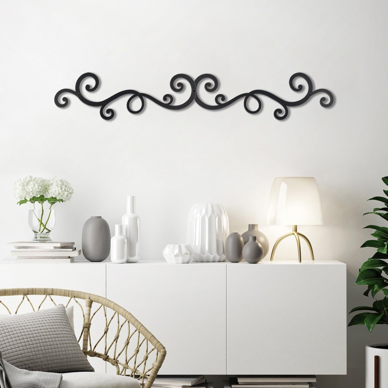 OYEFLY Metal Scroll Wall Art Decor,Rustic Iron Wall Medallion (style