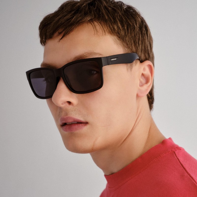 Solarized Square D-Frame Sunglasses - Black Rubber, D-Frame, Men's, Classic