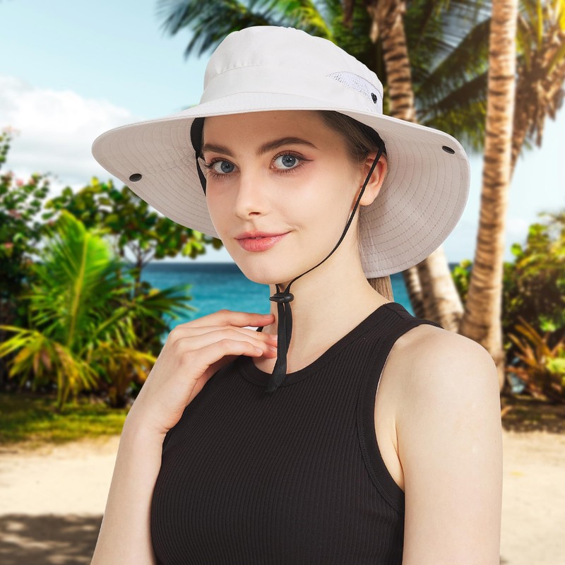NPJY Ponytail Sun Hats for Women Men 3” Wide Brim