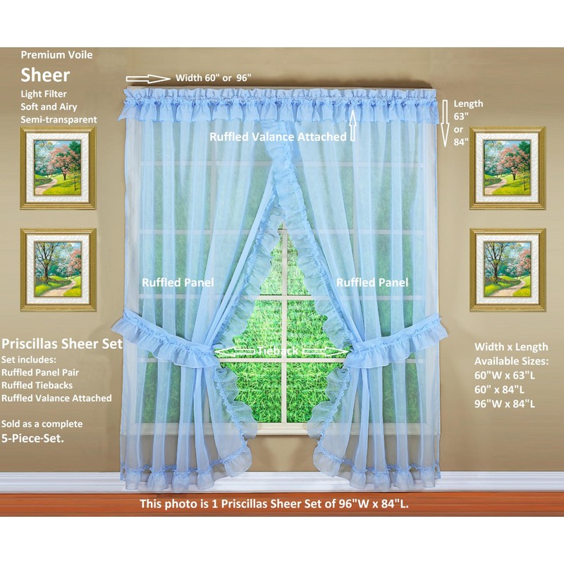 Today's Curtain, Emelia Priscilla Sheer Pair 60" W x 63"