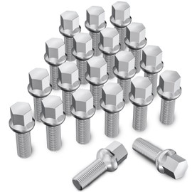 MIKKUPPA Wheel Bolts M14 x 1.5 Shaft Length 27 mm Ball Collar R13 Spanner Width 17 mm Chrome Silver Pack of 20