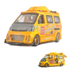 Ailejia Sprinter Van Car Toy Hot Rod Diecast Metal Model Toy Car-1:24 Scale Model Graffiti Sprinter Van Car with Sound and Light, Car Toys for Boys (Yellow)