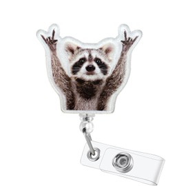 Funny Raccoon Badge Reel, Work Badge Holder Retractable Clip, Doctor Nurse Badge Reel, RN LPN CNA MA Nurse Badge Accessories, Nursing Student Name Tag, Cute Badge Reels, Badge Buddy