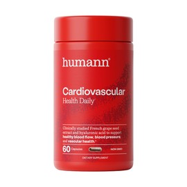 Humann Cardiovascular Health Daily, 4-in-1 Vascular & Blood Pressure Support, Grape Seed Extract Capsules & Hyaluronic Acid Circulation Supplements, Plant-Based Non-GMO, 60 Capsules
