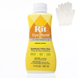 Rit DyeMore 7 Oz. Synthetic Liquid Fiber Dye with Plastic Gloves for Clothing, Décor, and Crafts – Daffodil Yellow (2 Pack)