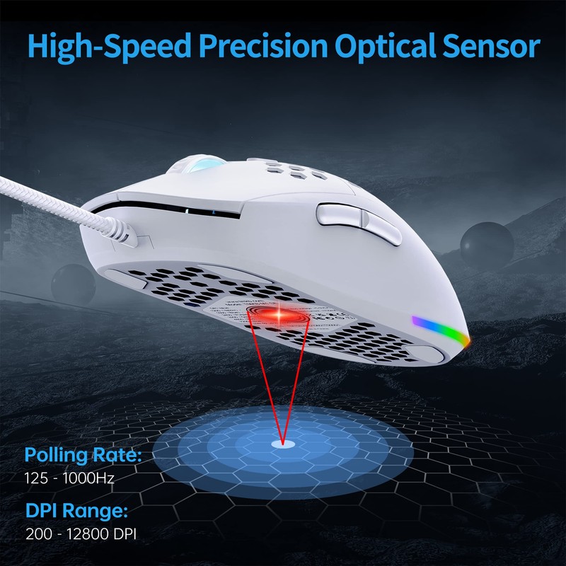 Dierya ×TMKB M1SE Gaming Mouse with 12800 DPI Optical Sensor,