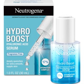 Neutrogena - Suero Hydro Boost con ácido hialurónico y con un compuesto hidratante al 17 %, suero facial ligero de ácido hialurónico para uso diario, para piel seca, sin aceite, sin fragancia, 1 onza fluida