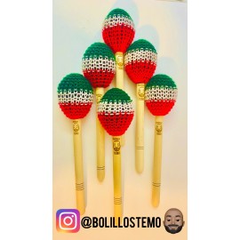 Bolillos Temo-1 Bolillo Tricolor Mexicano para Tambora De Banda Mejor De Calidad