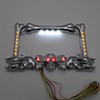 HTTMT- 3D Chrome Skull Flame Bone License Plate Frame w/LED