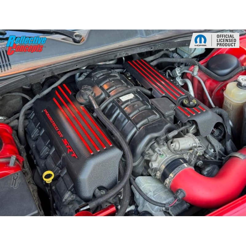 Powered by SRT Engine Cover Overlay Decals for Challenger and