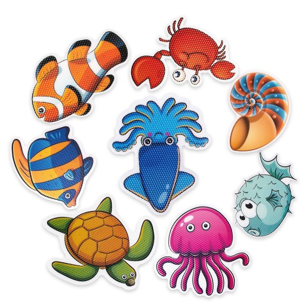 PGFUN 20 PCS Anti Slip Stickers Cute Sea Creature Non Slip Stickers Tub Tattoos Bath Decals Adhesive Appliques for Bathtub,Shower and Other Slippery Surfaces(with Scraper)