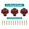 Seimneire 4pcs Rust Red Pumpkin Knobs, Vintage Ceramic Cabinet Knobs,