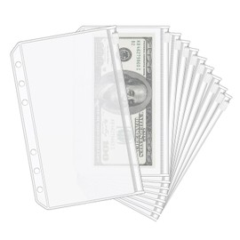 10 Pcs Binder Pockets A5 Size 6 Hole Binder Zipper Folder A5 6 Ring Notebook Binder,Waterproof PVC Pouch Document Filing Bag