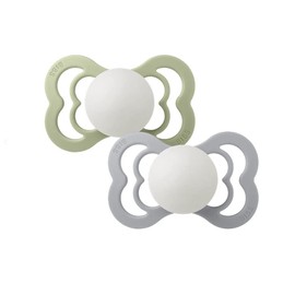 BIBS Supreme 2 Pack BPA Free Symmetrical Nipple Soother Natural Rubber/Latex Size 2 (6-18 Months), Sage/Cloud Night