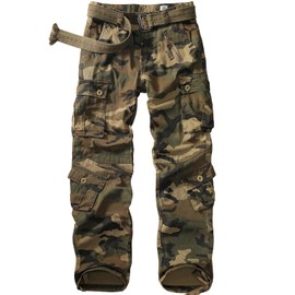 Men's BDU Casual Military Pants, Tactical Wild Army Combat ACU Rip Stop Camo Cargo Work Pants Trousers with 8 Pockets #7533 Camouflage 36