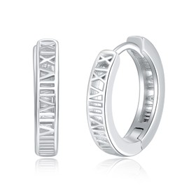 Viking Creole Earrings 925 Sterling Silver Viking Rune Black Sleeper Earrings Viking Jewellery for Men Women Boys Sterling Silver, Sterling Silver