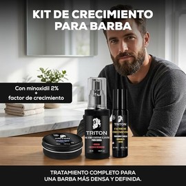 Nu Labs Triton Kit para Crecimiento y Cuidado Facial para Hombre - Suero, Aplicador Roll-On de Precisin y Cera para Peinar con Extractos Naturales -  